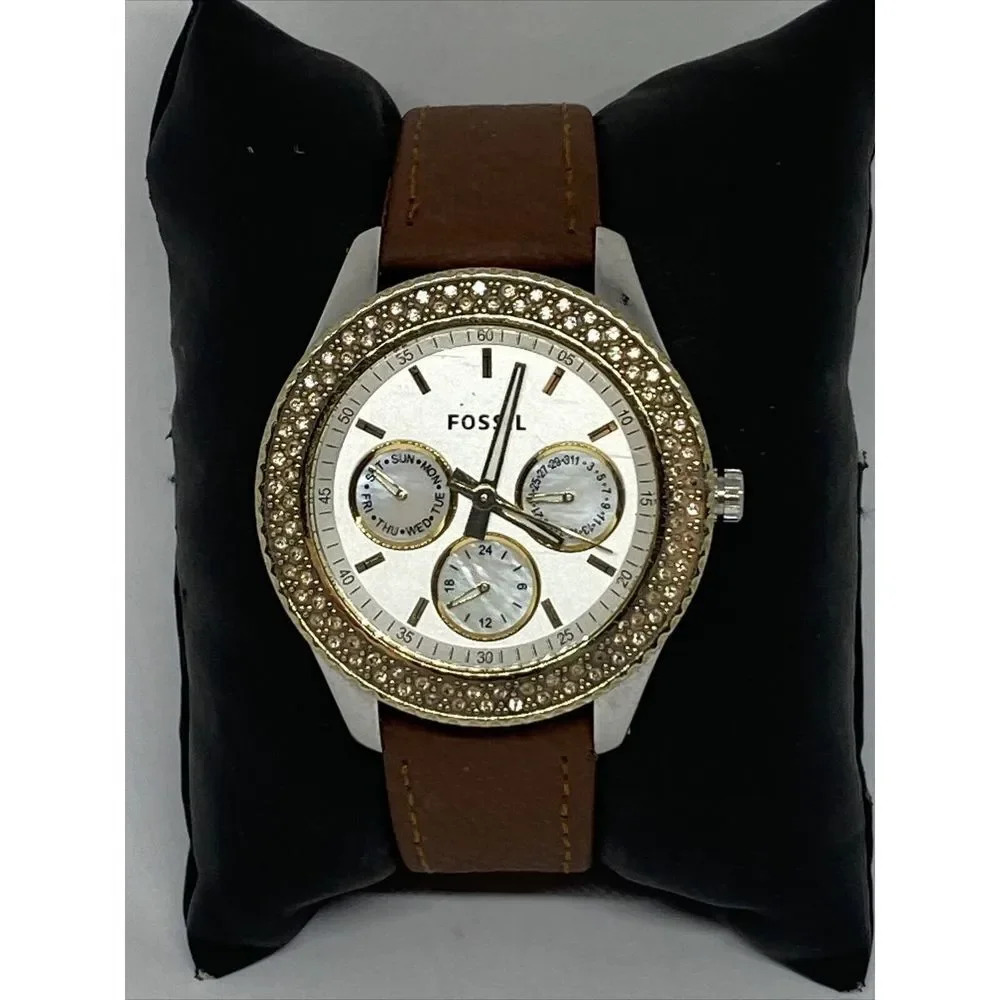 Fossil Stella ES2944 Women's Brown Leather Analog Dial Quartz Wrist Watch WO561